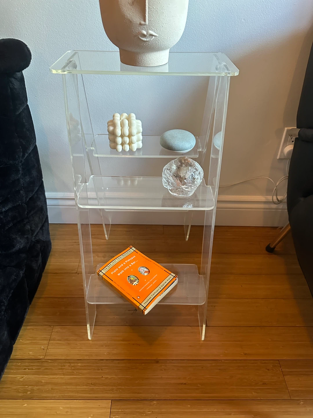 VINTAGE MCM CLEAR ACRYLIC LUCITE STEP LADDER ACCENT TABLE SHELF - photo 2