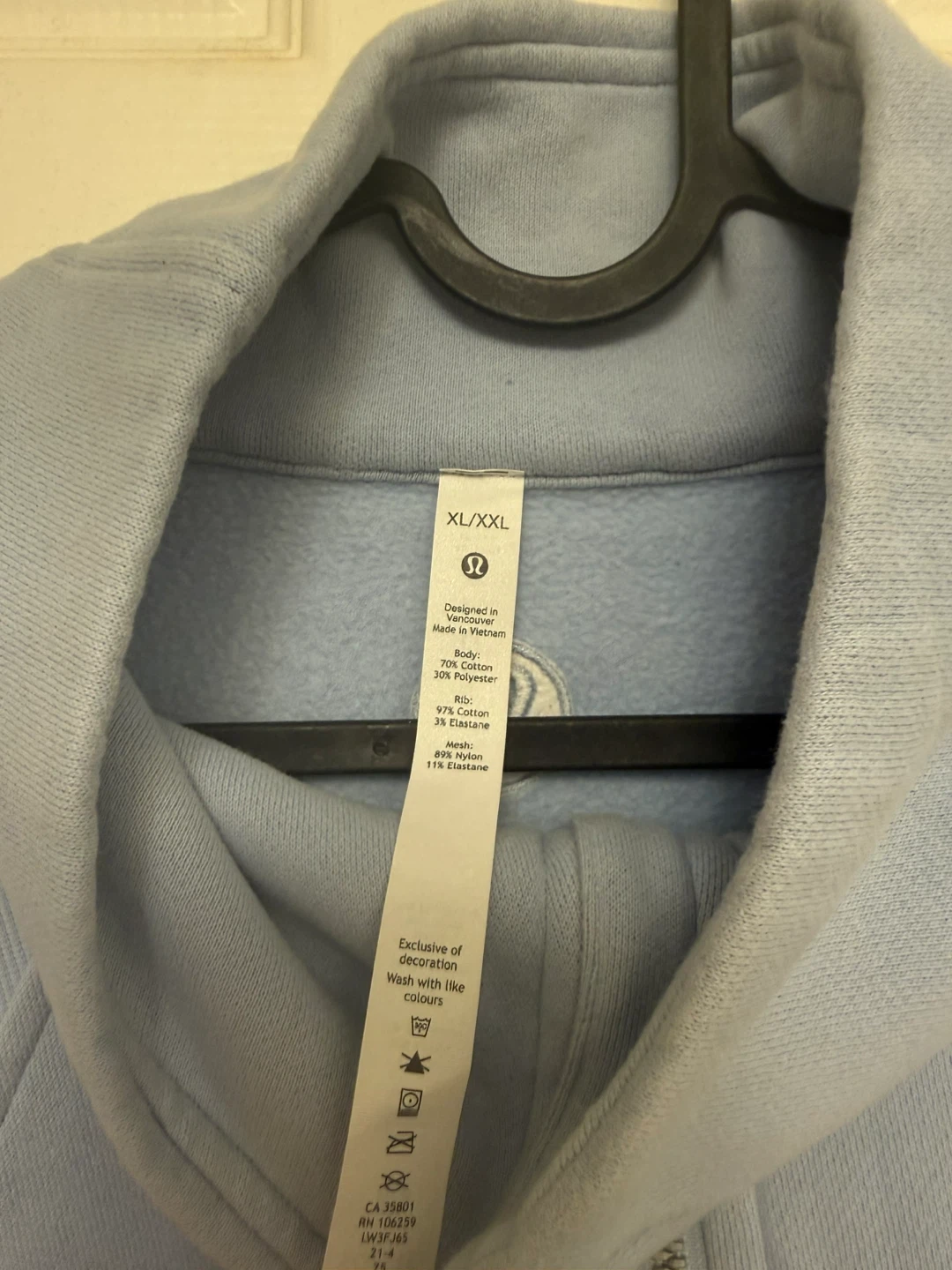 Lululemon scuba Quarter Zip Pullover XL/XXL Baby Blue - photo 3