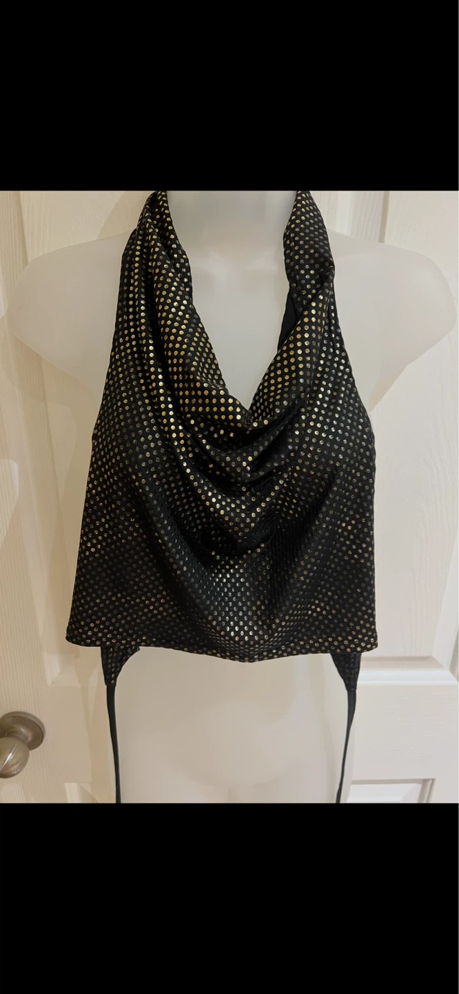Black and Gold Sequin Halter Top