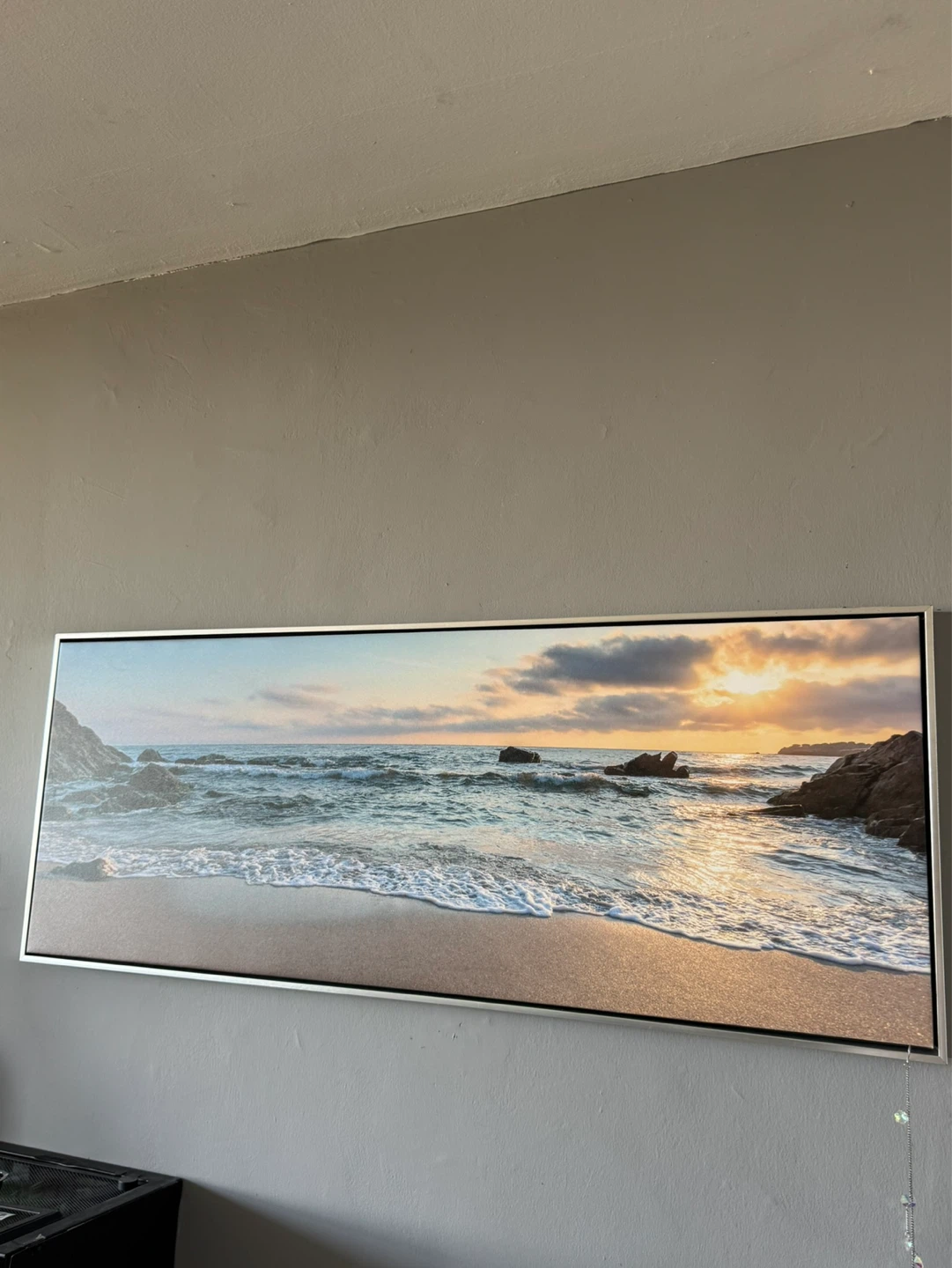 Panoramic beach sunset framed wall art