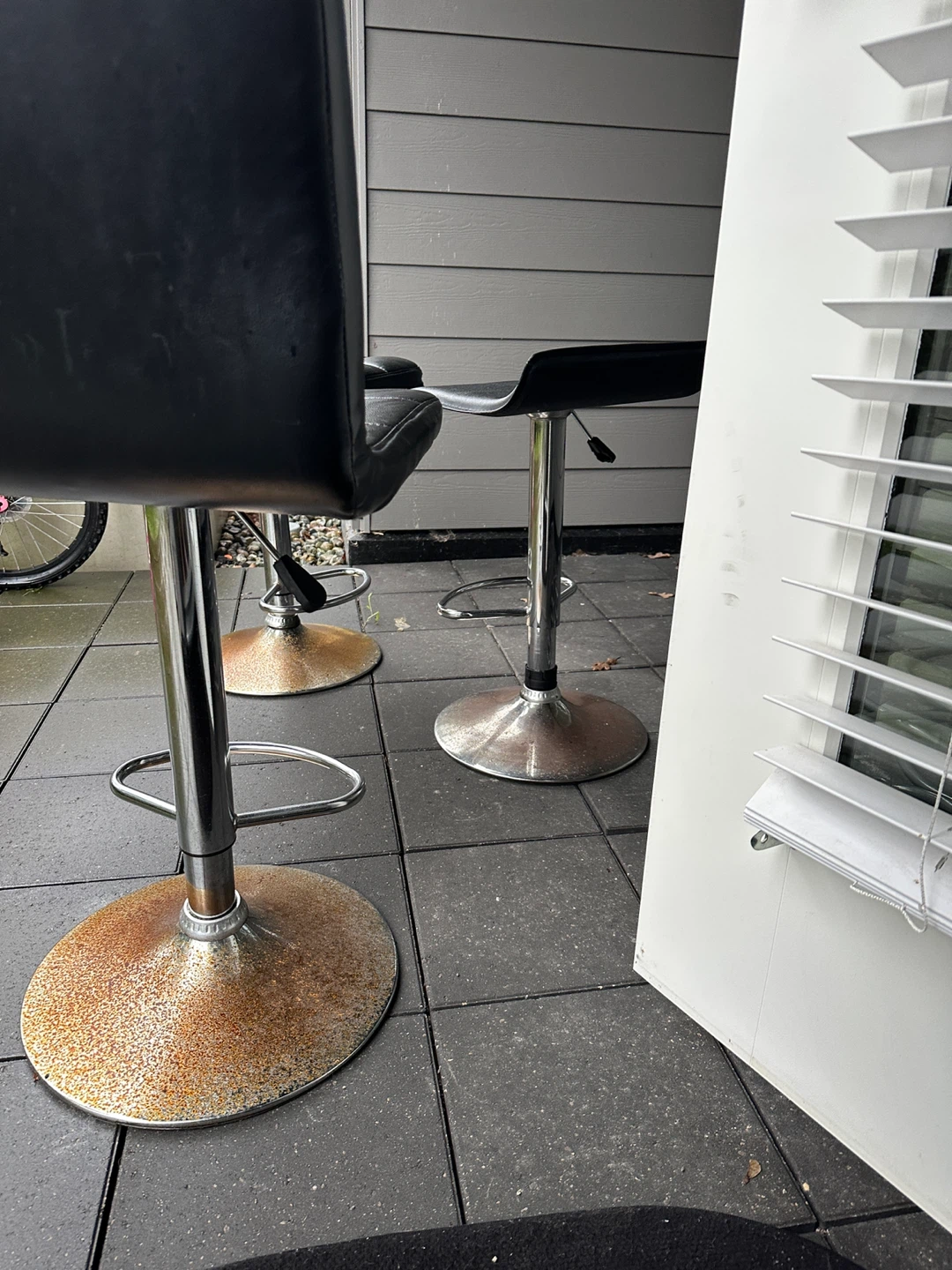 Black Bar Stools with Chrome Base