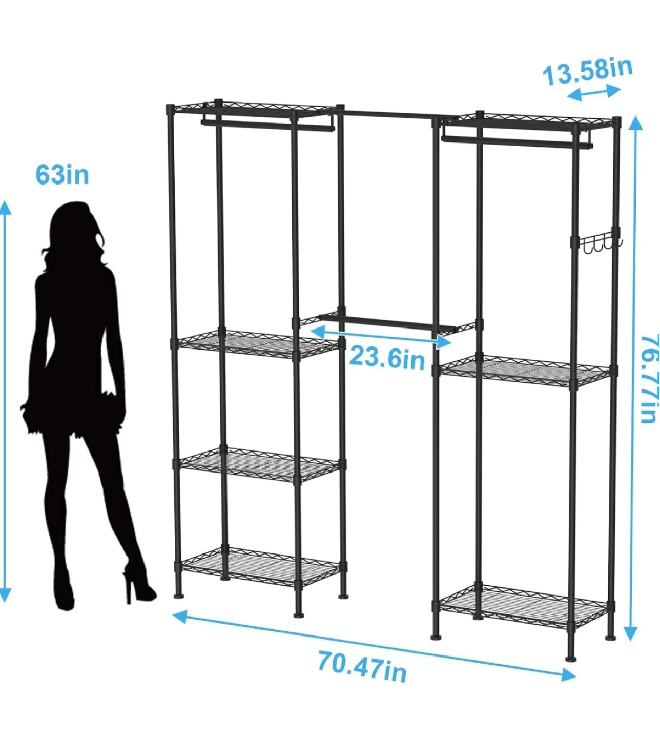 Adjustable Wire Shelving Clothes Rack - photo 3