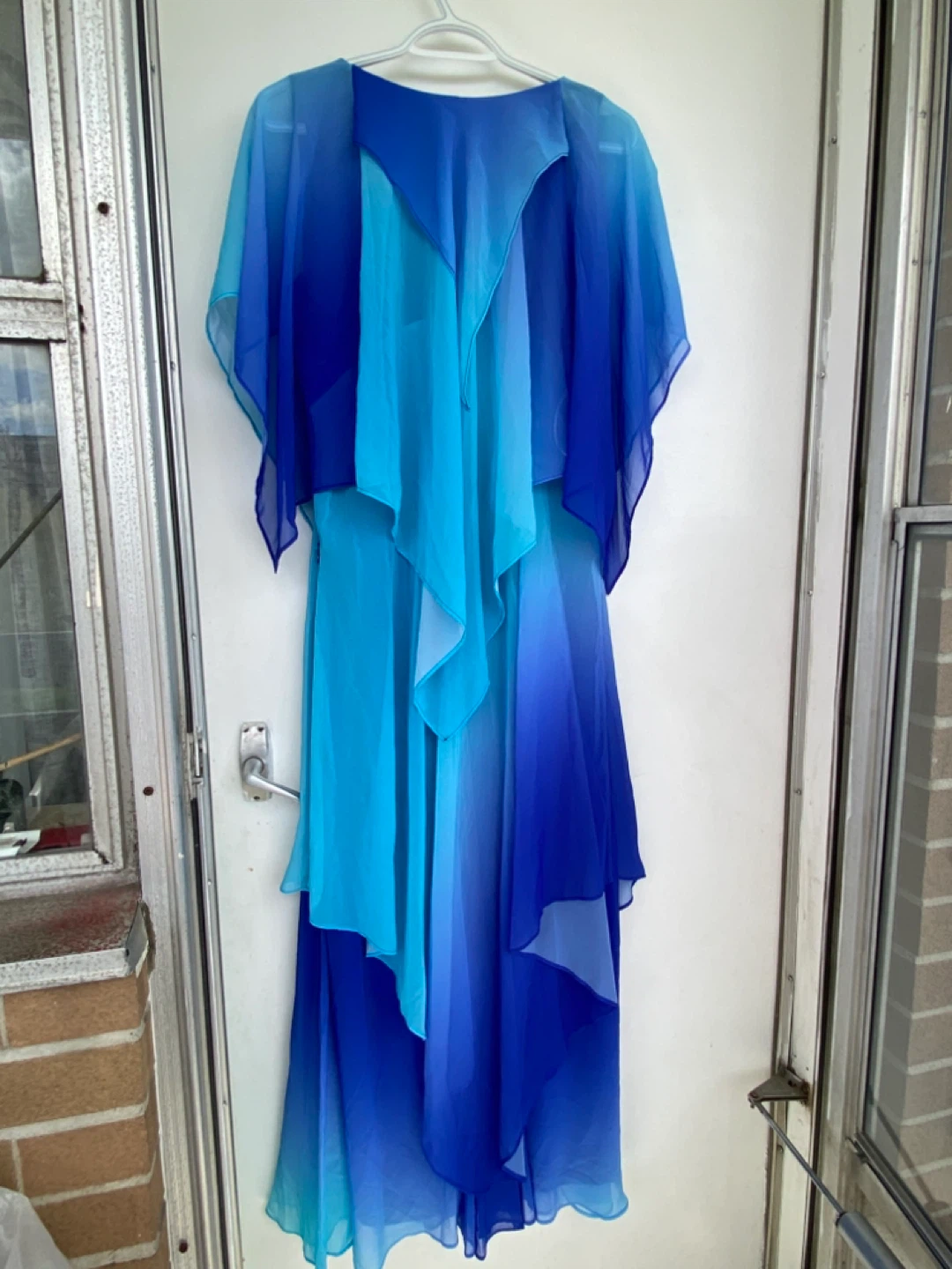 Vicky Tiel Blue Ombre Chiffon Layered Dress Size M - photo 3