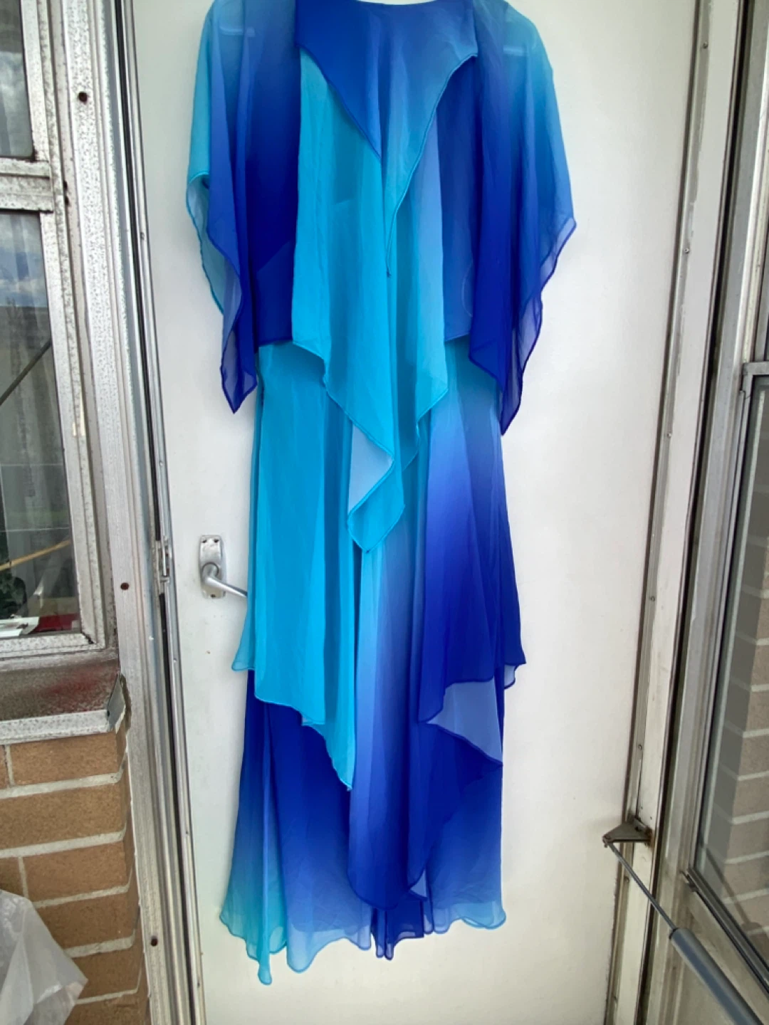 Vicky Tiel Blue Ombre Chiffon Layered Dress Size M - photo 2