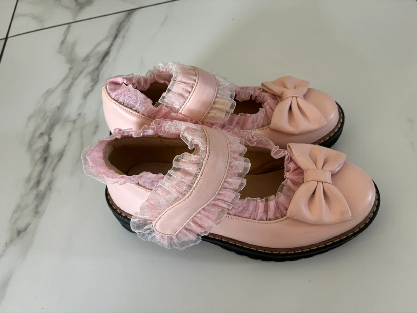 Pink Mary Jane Shoes with Bows and Ruffles - photo 2
