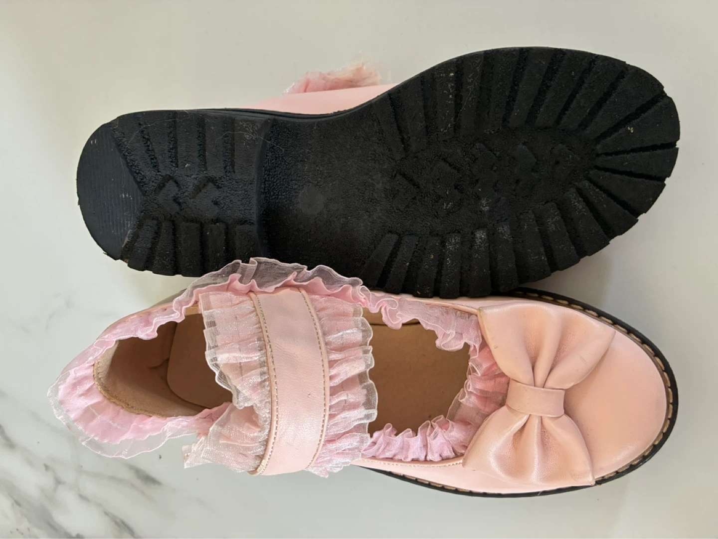 Pink Mary Jane Shoes with Bows and Ruffles - photo 3