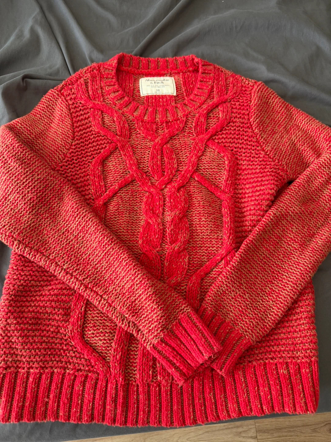 Abercrombie & Fitch Cable Knit Sweater - Red - Size M - photo 2