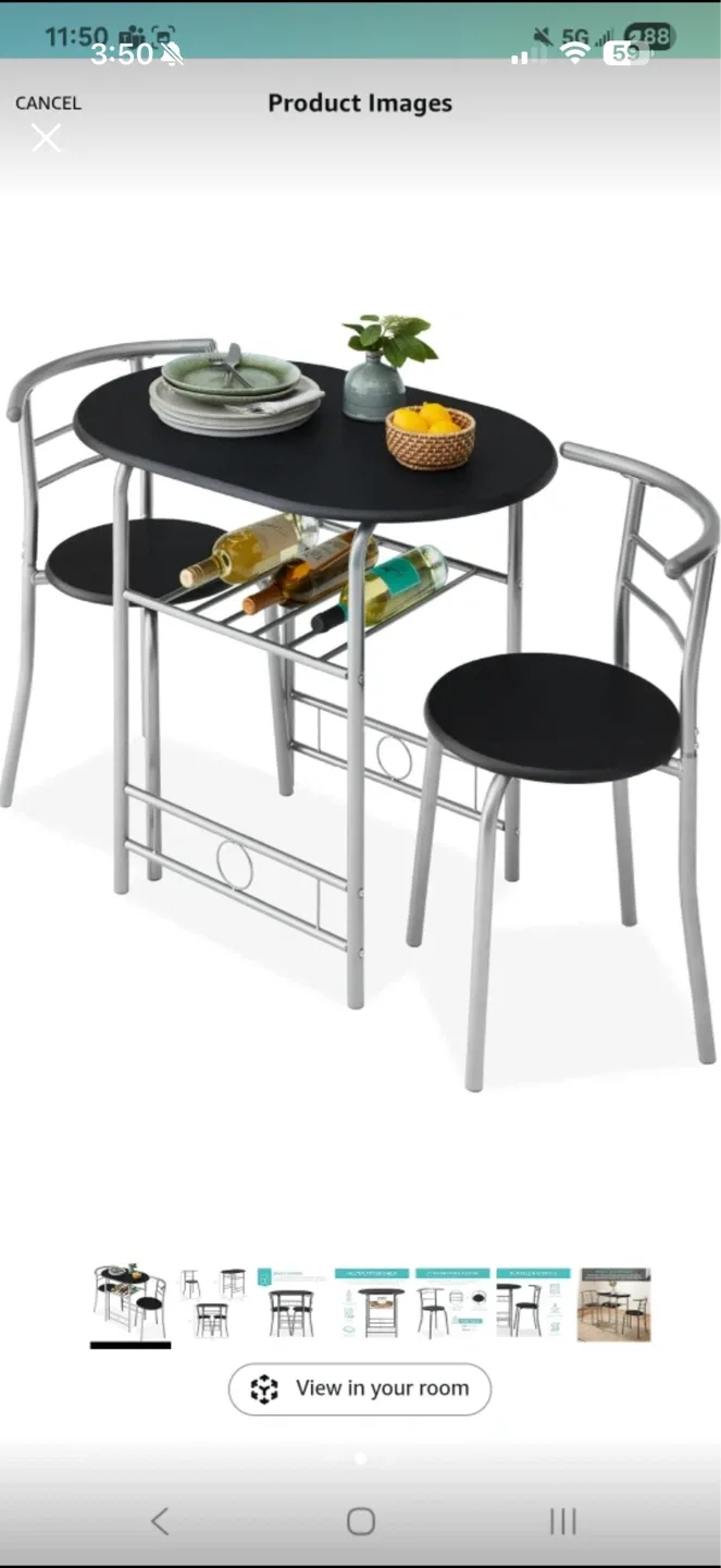 3-Piece Bistro Dining Set with Wine Rack