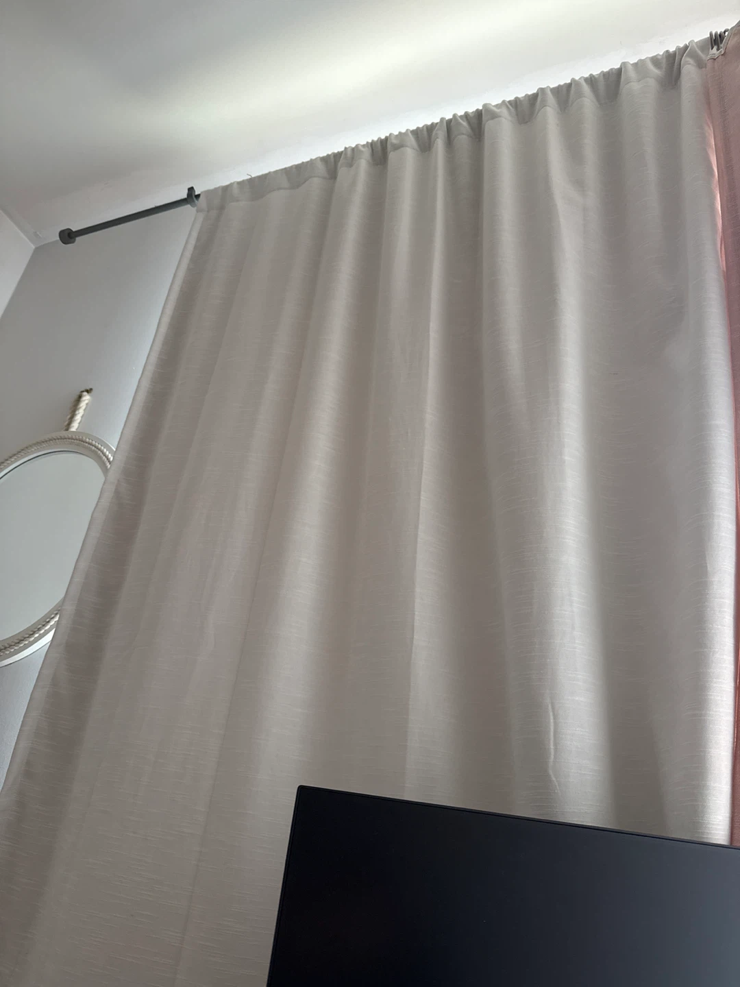 Light Beige Linen Curtain Panel