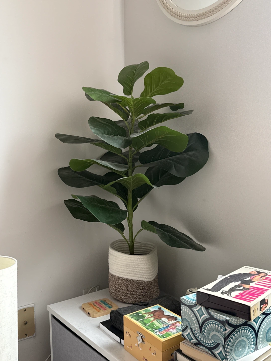 Artificial Fiddle Leaf Fig Plant in Woven Pot