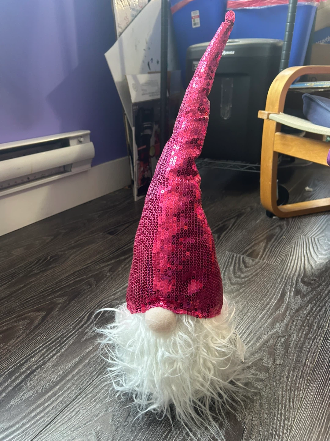 Pink Sequin Gnome Figurine ( stuffed)
