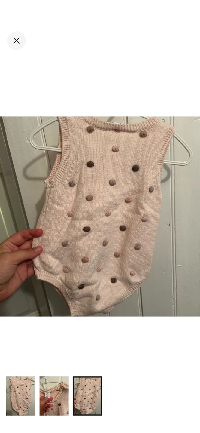 Baby Gap Pink Pom Pom Sleeveless Romper 6-12 Months - photo 3