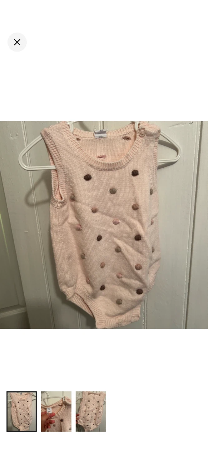 Baby Gap Pink Pom Pom Sleeveless Romper 6-12 Months