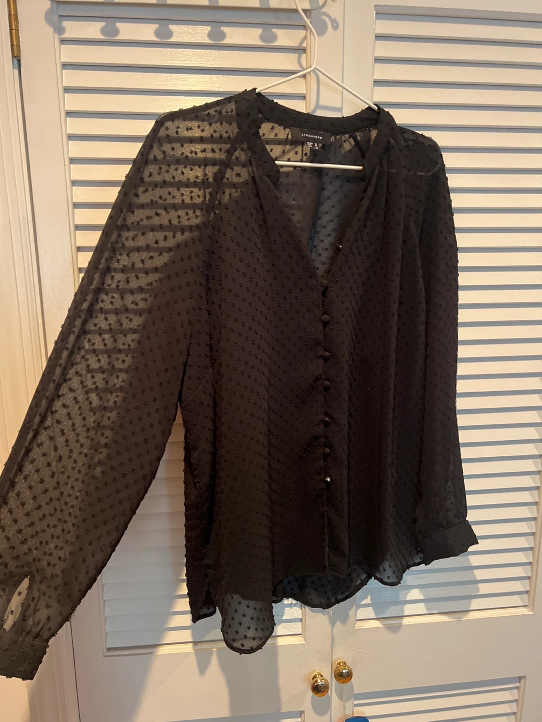 Atmosphere Black Burnout Blouse - Size 14