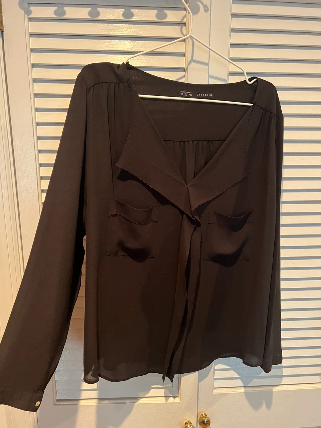Zara Basic Black Long Sleeve Blouse XXL