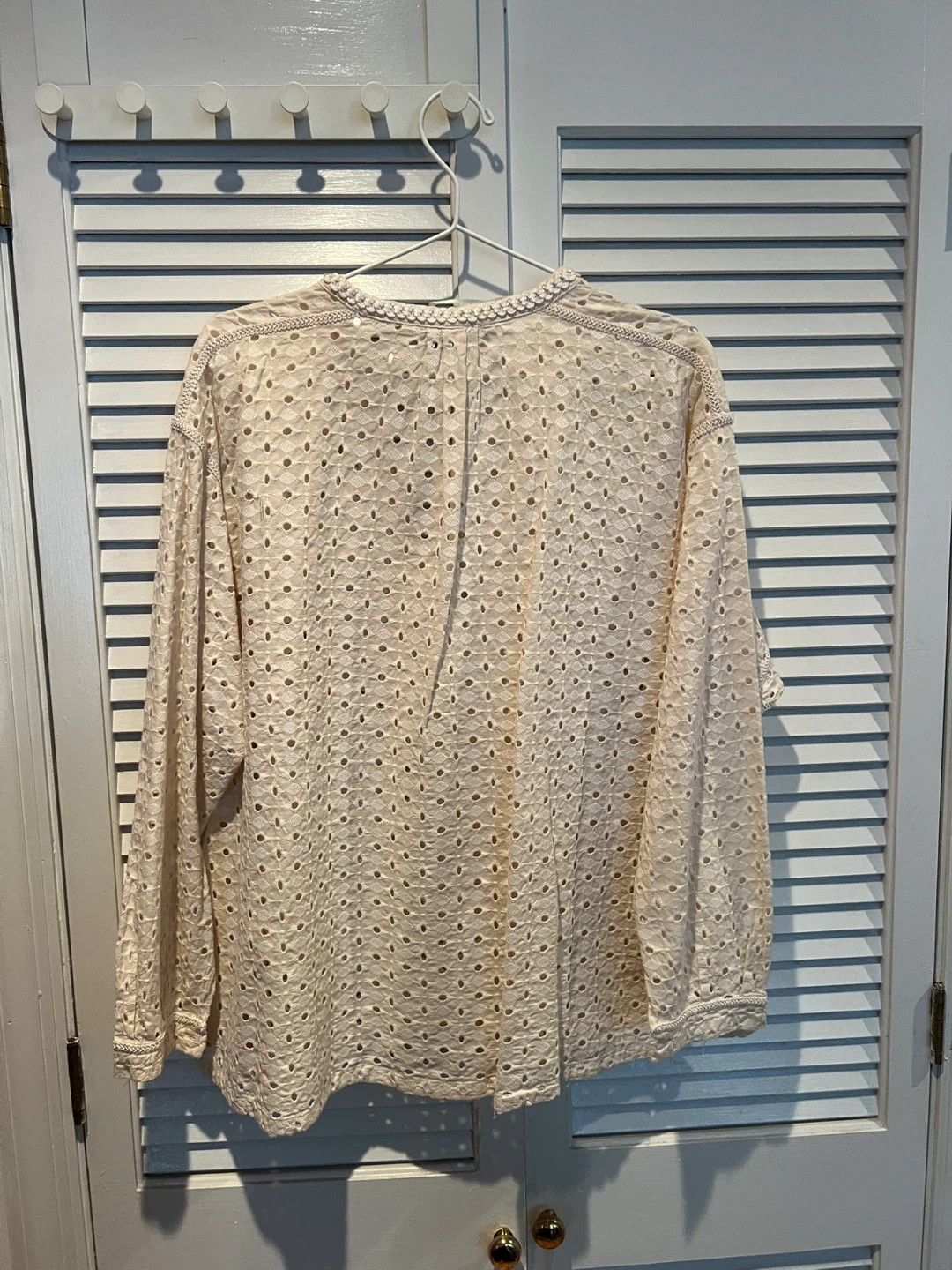ZARA Embroidered Broderie Anglaise Blouse - XL - Cream - photo 3