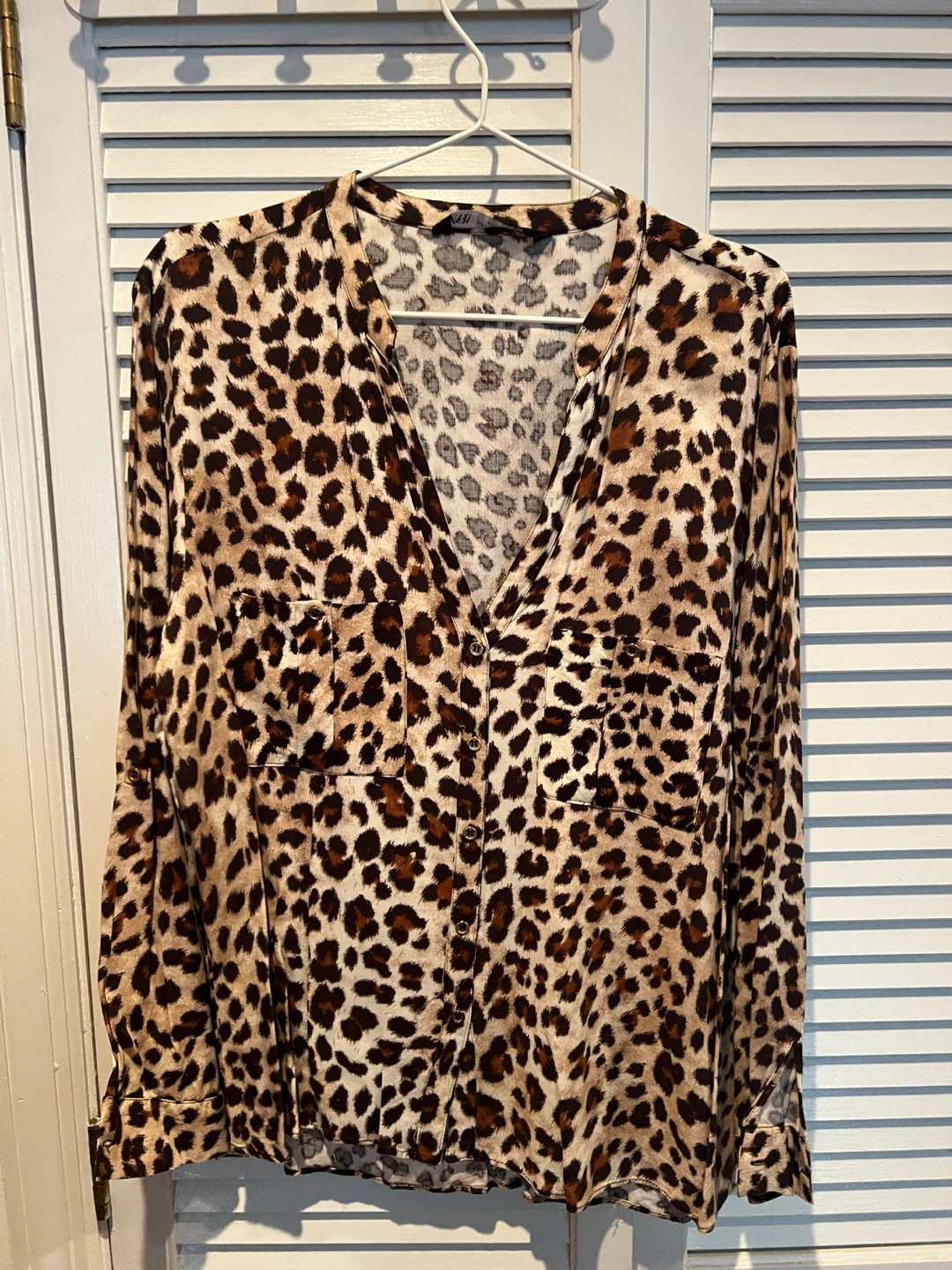 ZARA Leopard Print Long Sleeve Button Up Shirt XL