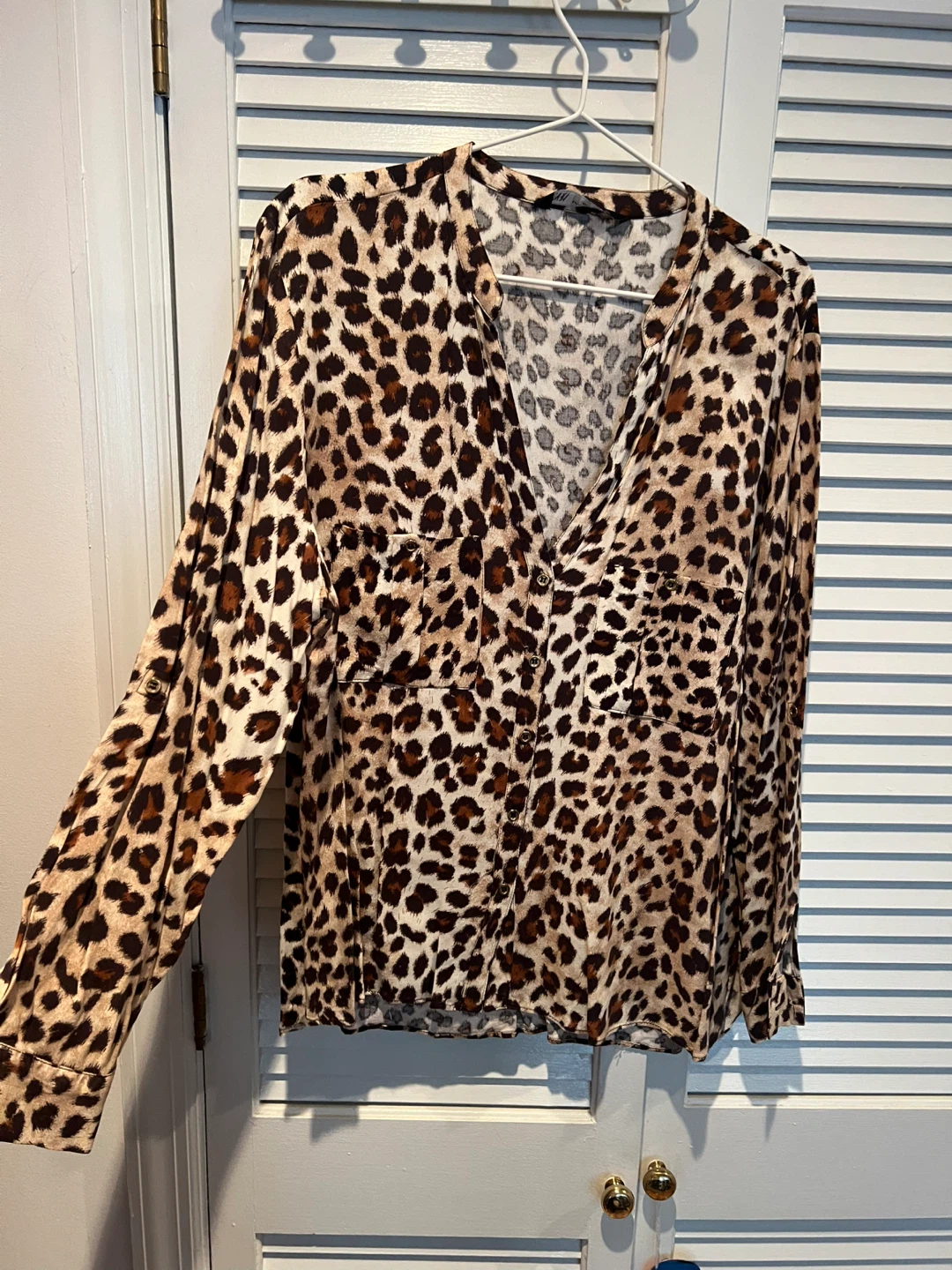 ZARA Leopard Print Long Sleeve Button Up Shirt XL - photo 2