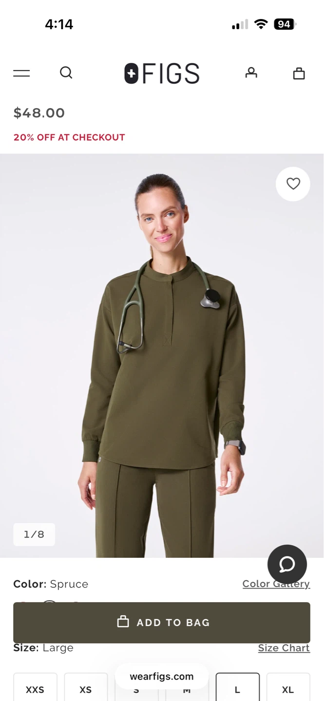 FIGS green long sleeve scrub top Size S - photo 3