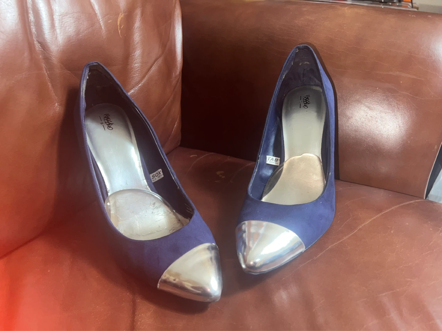 Mossimo Blue Suede Heels with Silver Toe - photo 2