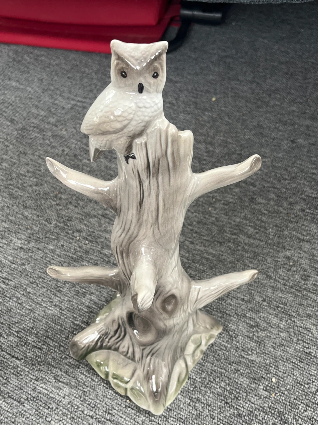 Ceramic Owl on Tree Trunk Figurine