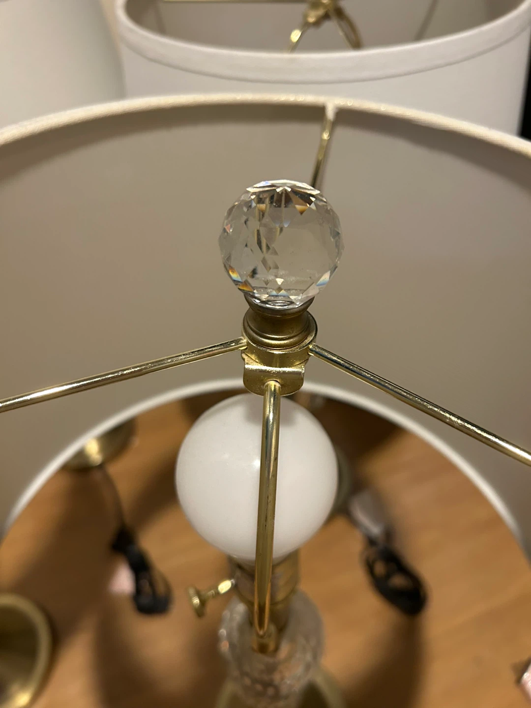 Set of 4 Crystal Accent Table Lamps - Brass Finish - photo 3