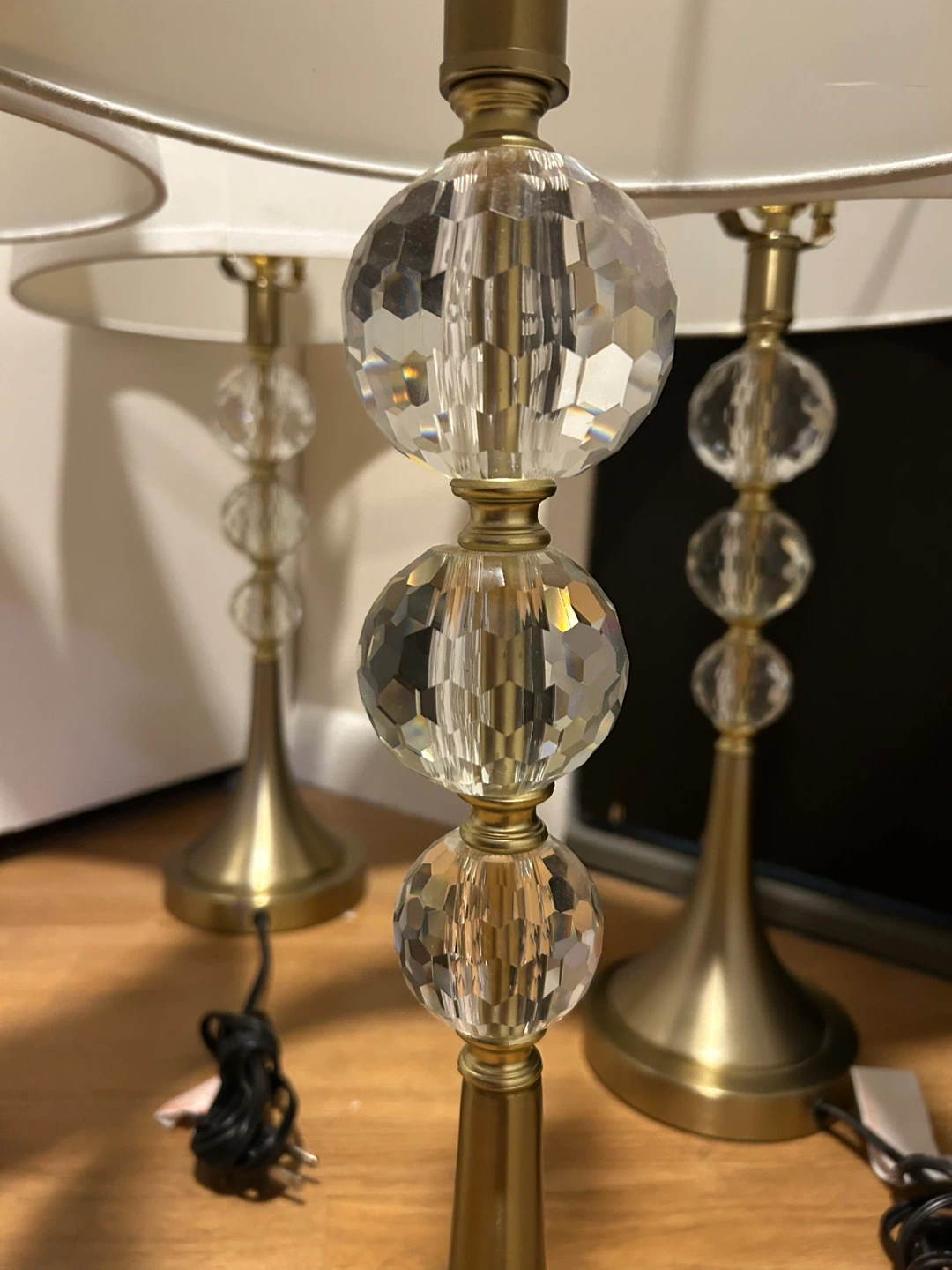 Set of 4 Crystal Accent Table Lamps - Brass Finish - photo 4