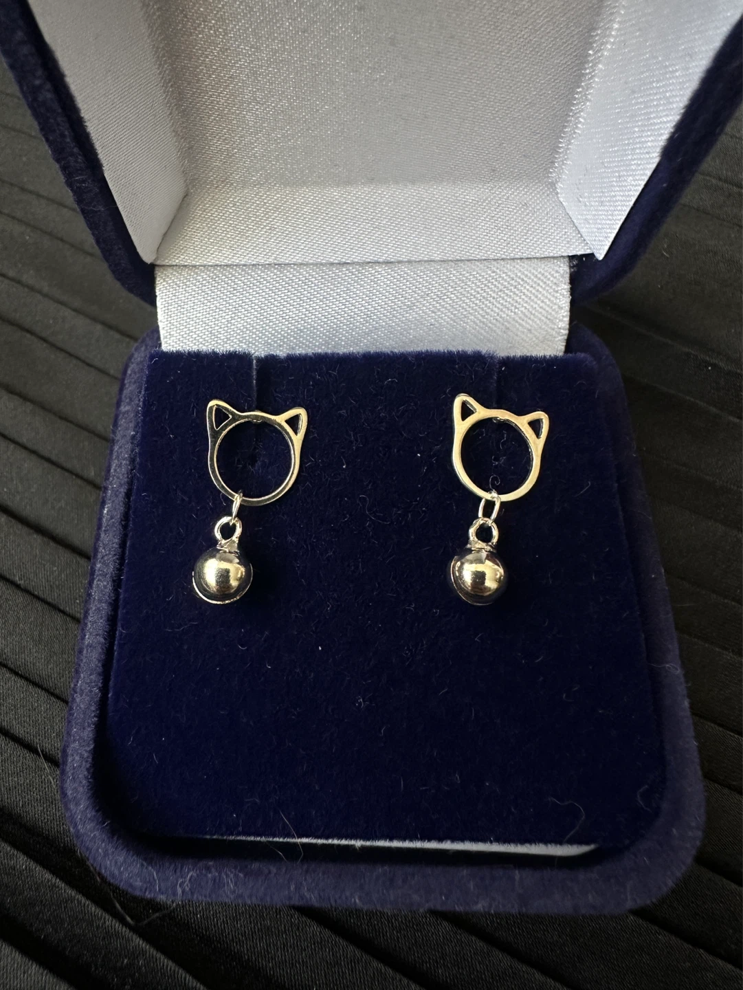 925 silver Cat Ear Dangle Earrings