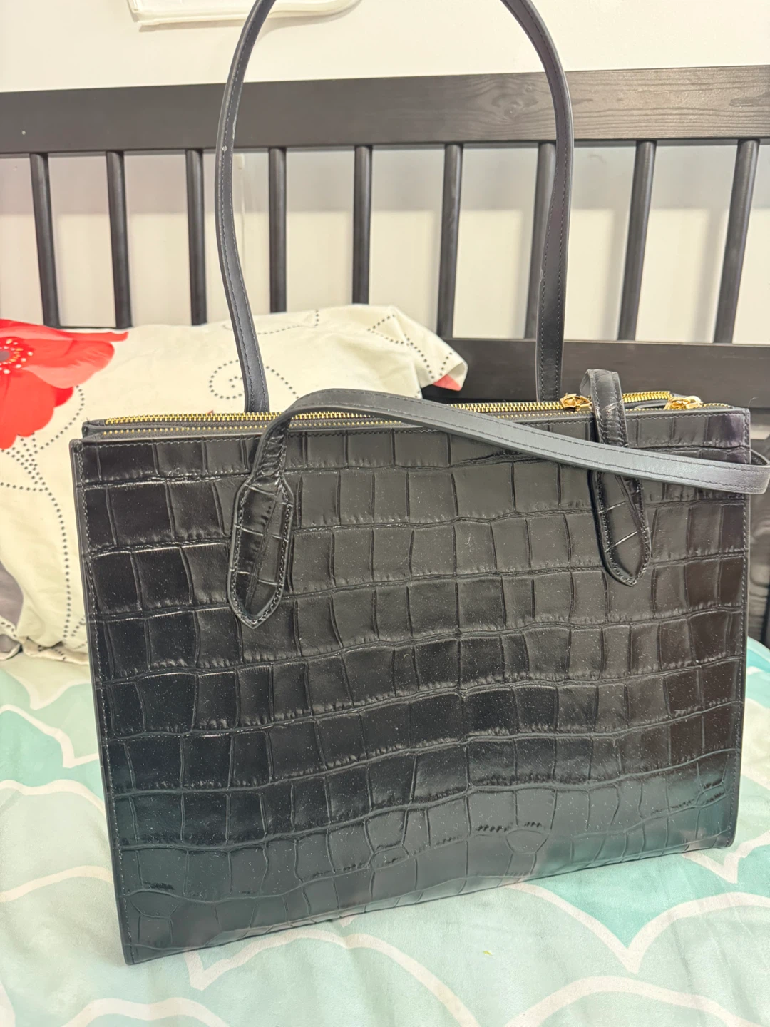 COACH Black Croc Embossed Tote Bag - photo 2