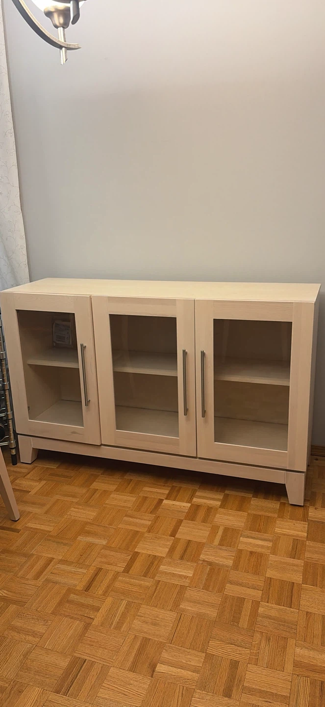 Light Wood 3-Door Cabinet with Glass Doors - photo 2