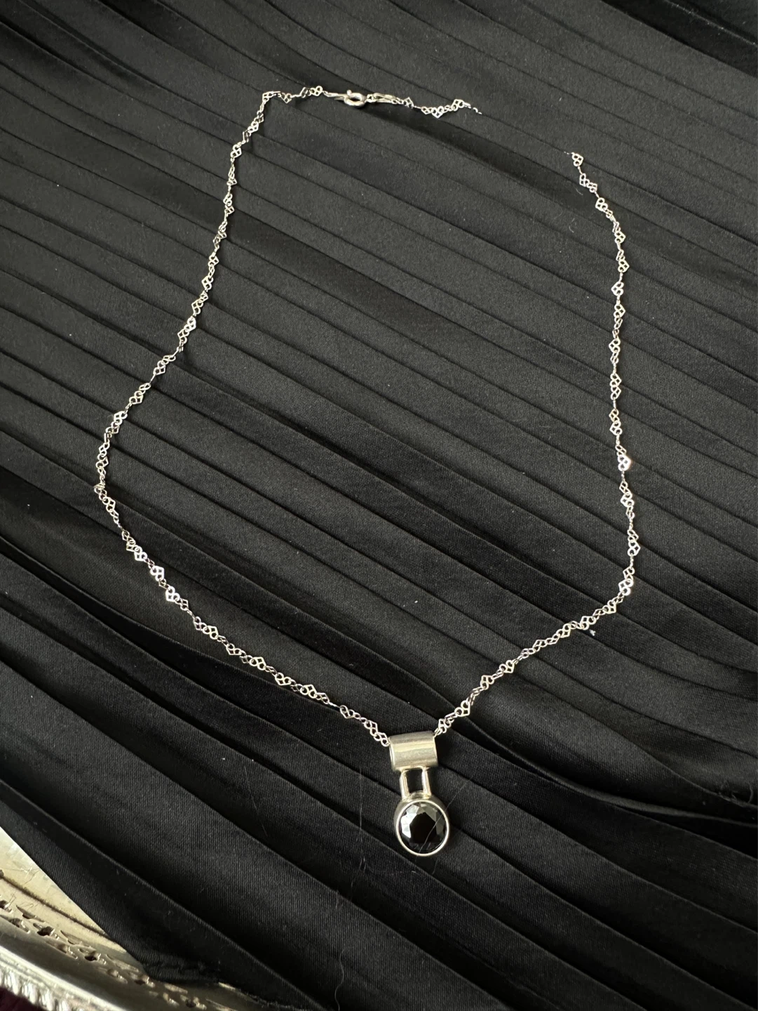 925 Silver Necklace with onyx black gem