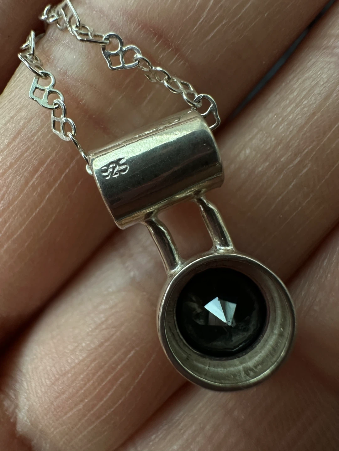925 Silver Necklace with onyx black gem - photo 3