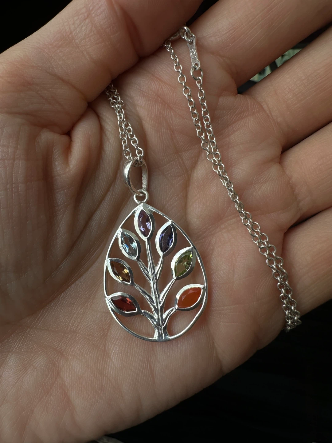 925 Silver Tree of Life Pendant Necklace with Multicolored Gems - photo 4