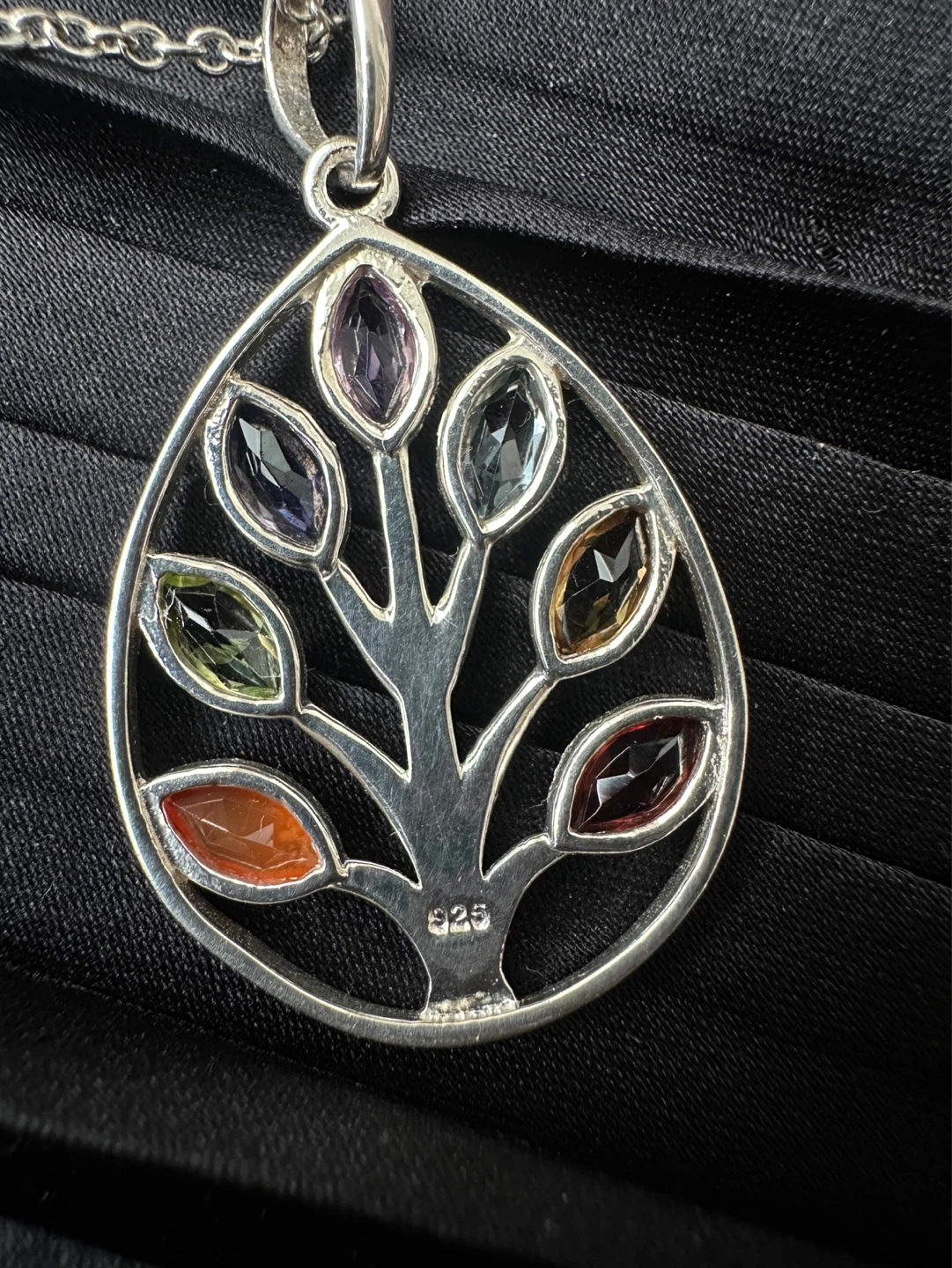 925 Silver Tree of Life Pendant Necklace with Multicolored Gems - photo 3