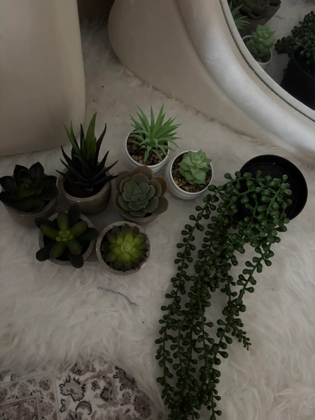 Set of 7 Artificial Succulents in Pots