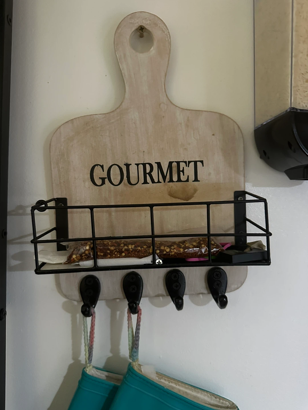 Wooden "Gourmet" Sign with Hooks