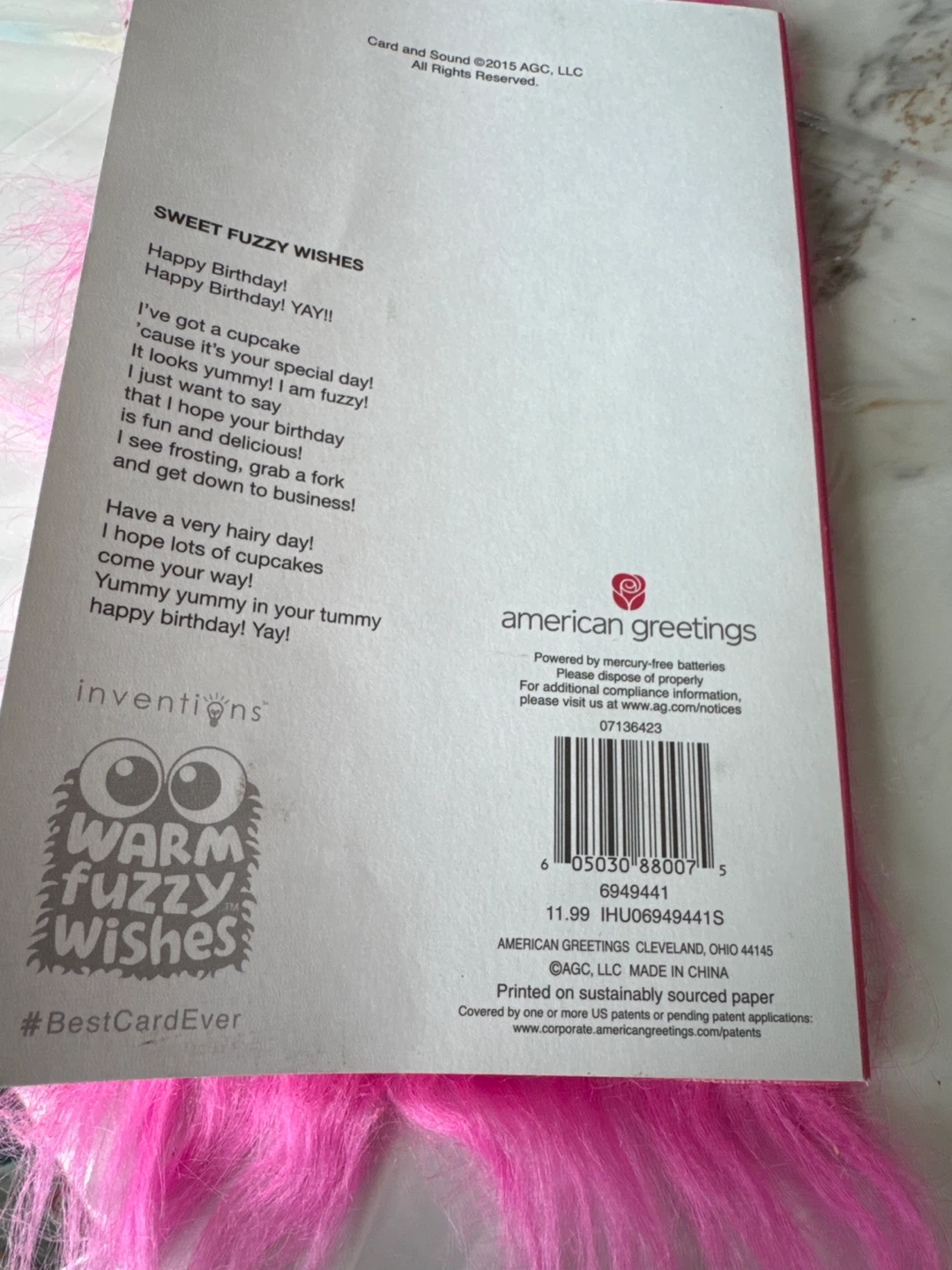 American Greetings "Warm Fuzzy Wishes" Birthday Card - photo 3