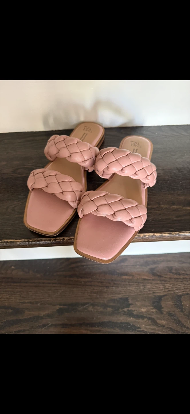 Time and Tru Women's Pink Braided Slide Sandals