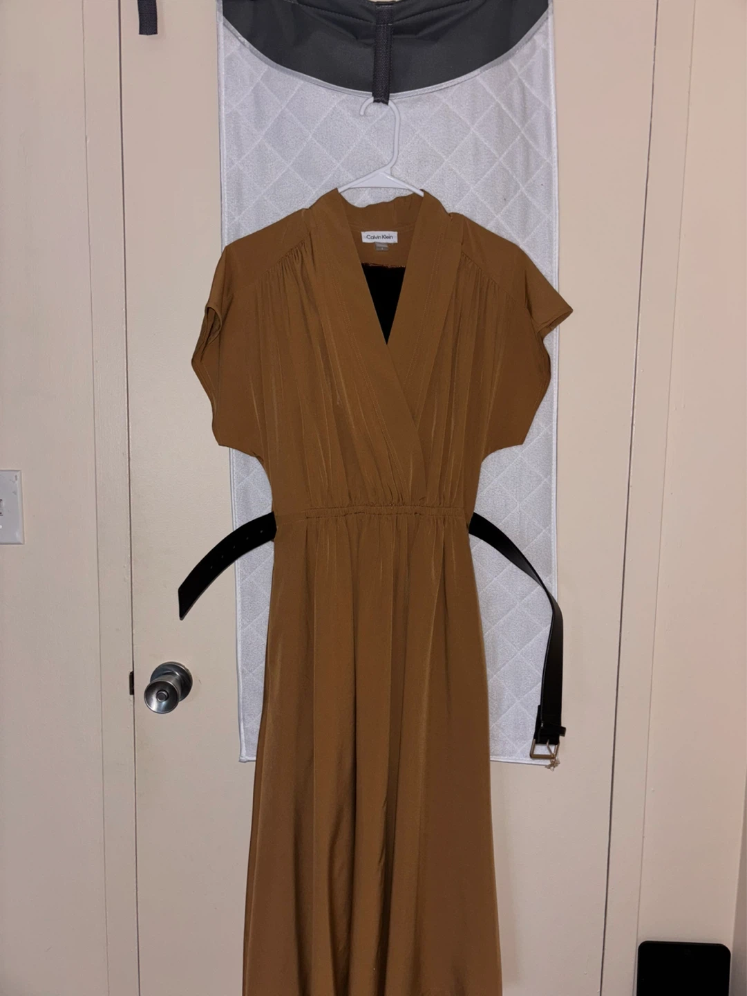 Calvin Klein Women's Brown Wrap Dress with Belt