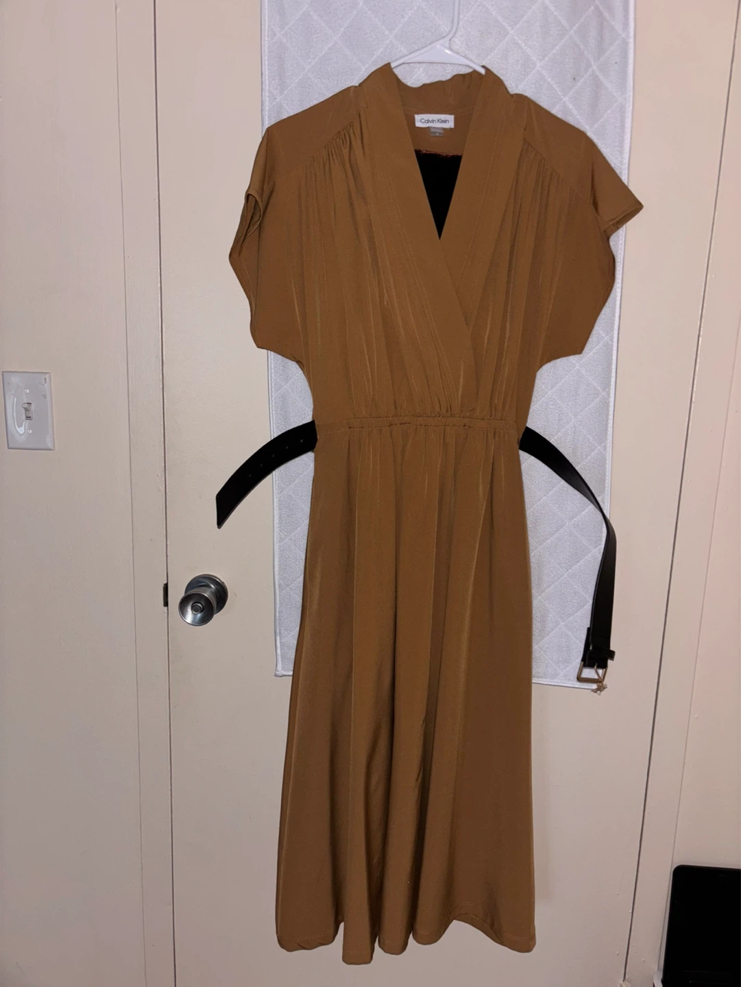 Calvin Klein Women's Brown Wrap Dress with Belt - photo 2