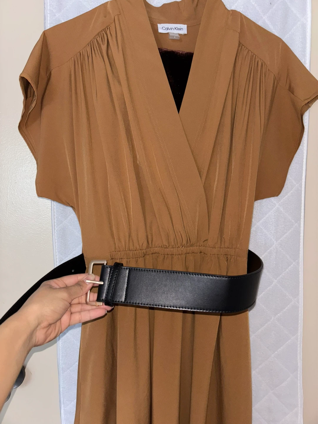 Calvin Klein Women's Brown Wrap Dress with Belt - photo 3