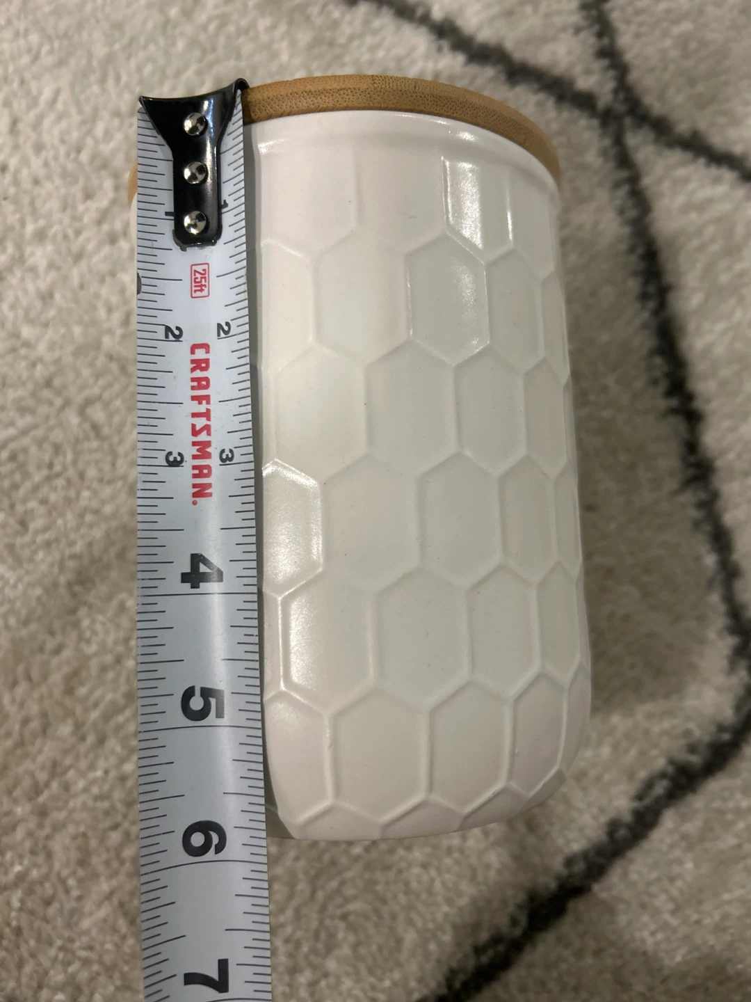 White Hexagon Ceramic Canister with Bamboo Lid - photo 4