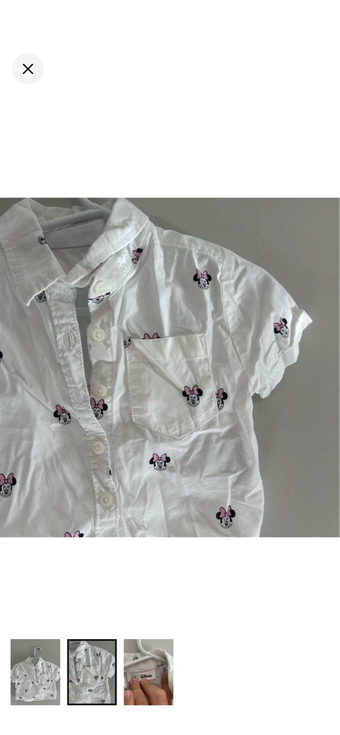 Gap Disney Minnie White Short Sleeve Button Up Shirt 6-12 Months - photo 2