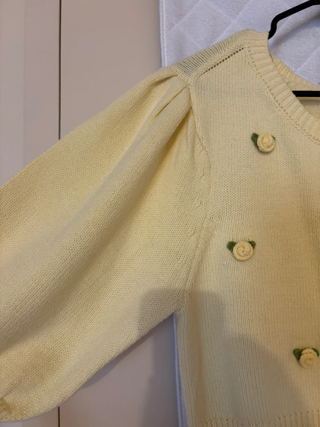 Rosewood Yellow Cropped Cardigan with Rose Embellishments - photo 2