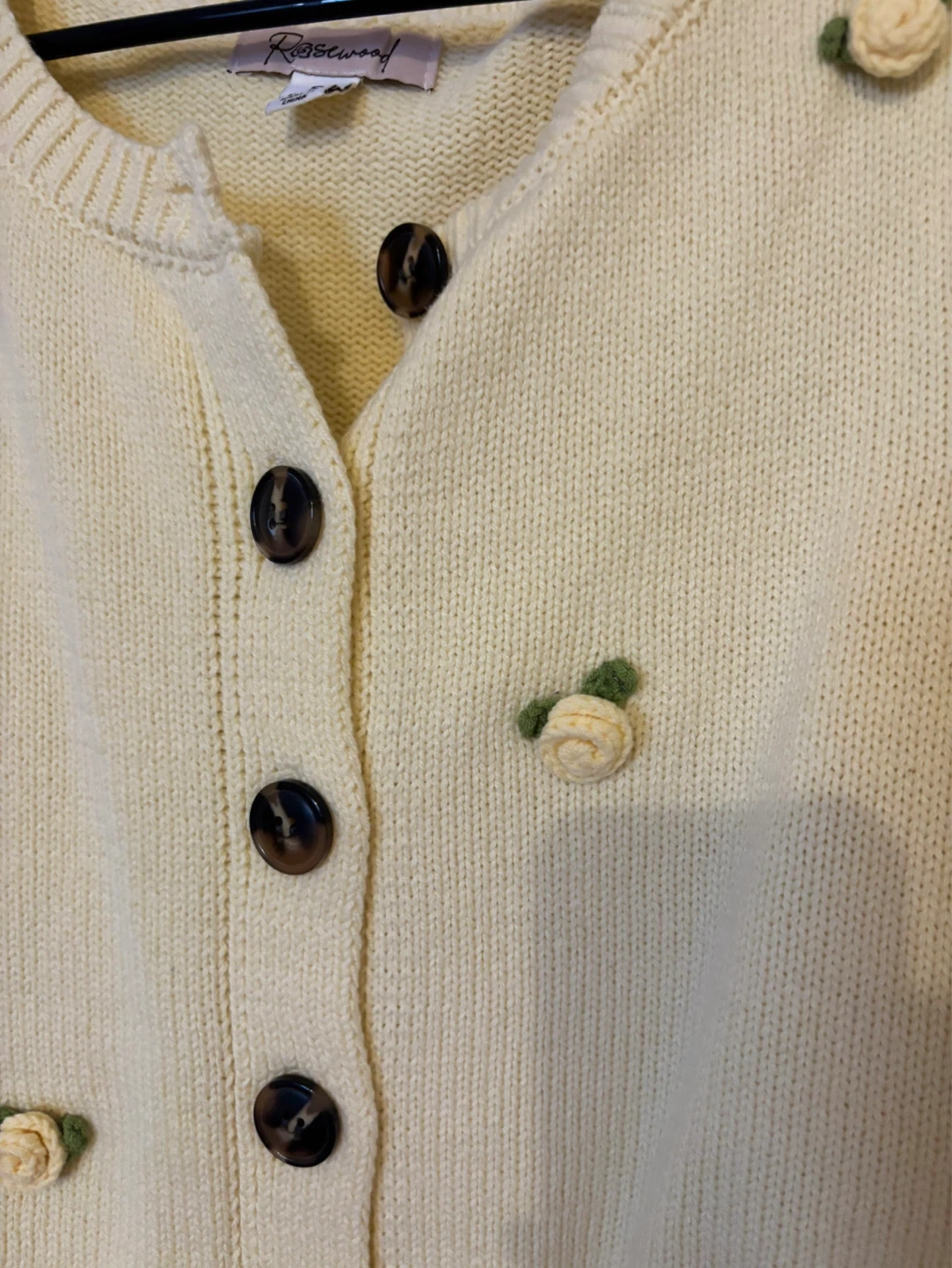 Rosewood Yellow Cropped Cardigan with Rose Embellishments - photo 4