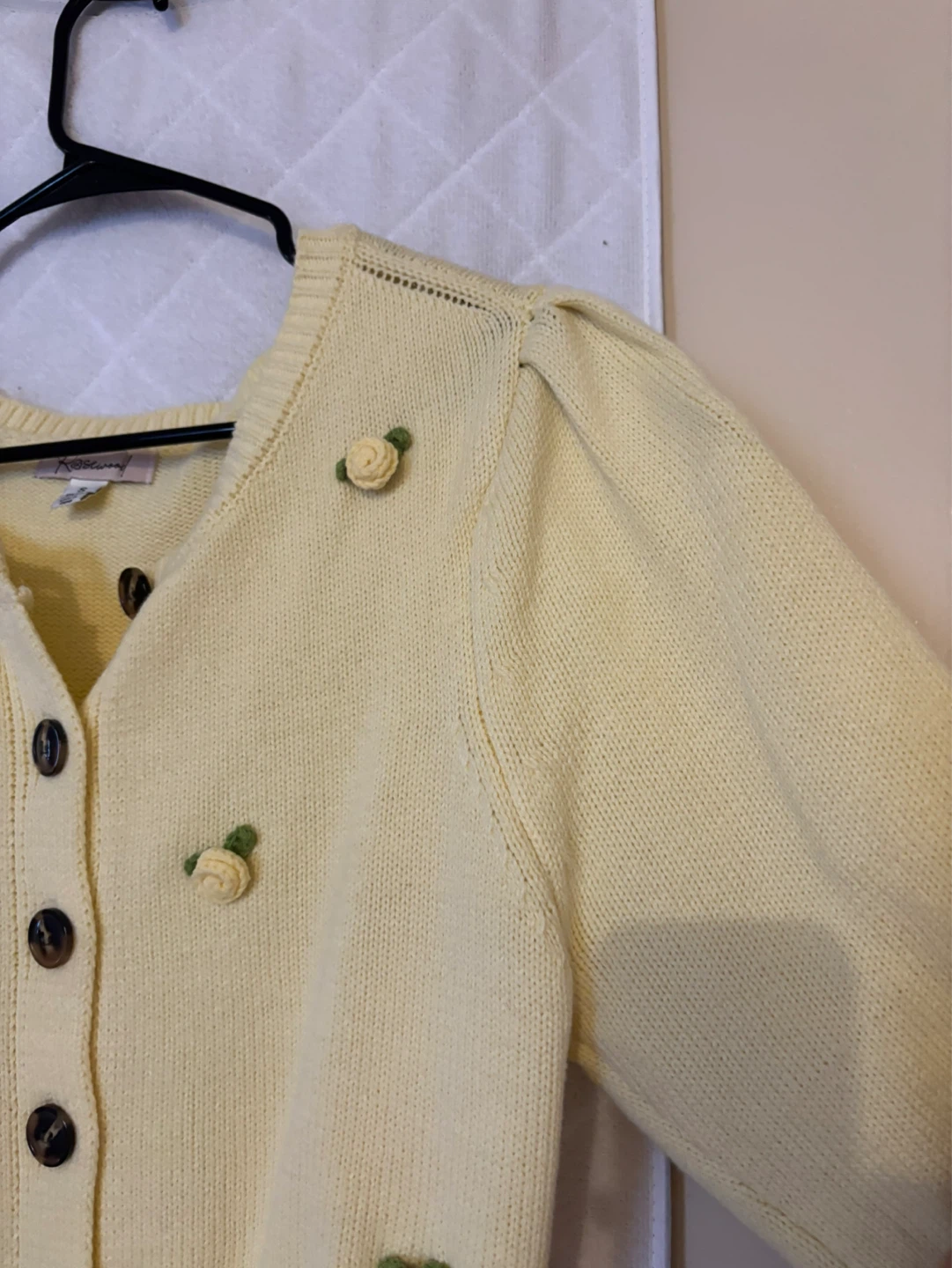 Rosewood Yellow Cropped Cardigan with Rose Embellishments - photo 3