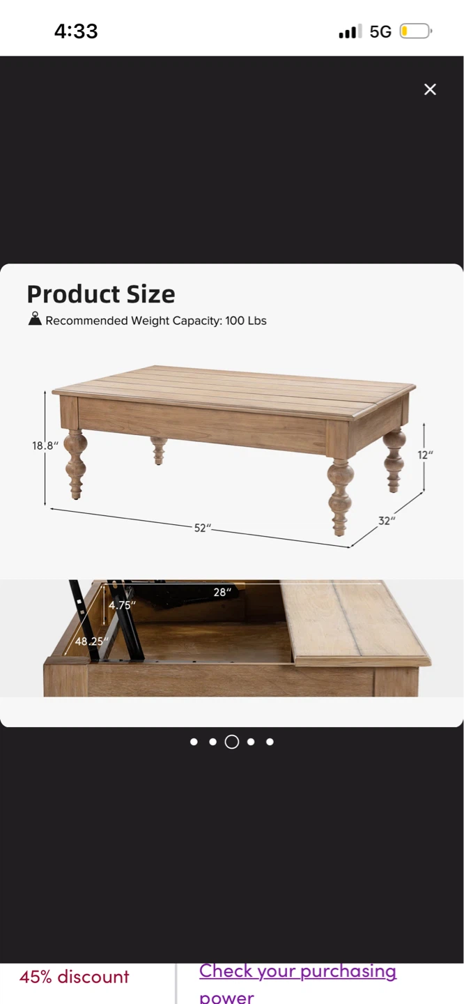 New Aristidh rectangular lift-top coffee table in solid wood - photo 4