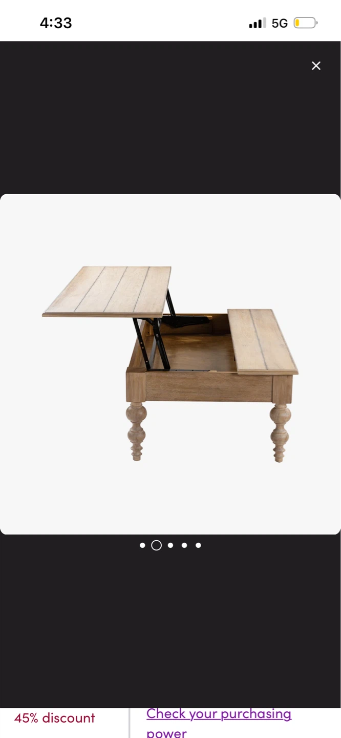 New Aristidh rectangular lift-top coffee table in solid wood - photo 2