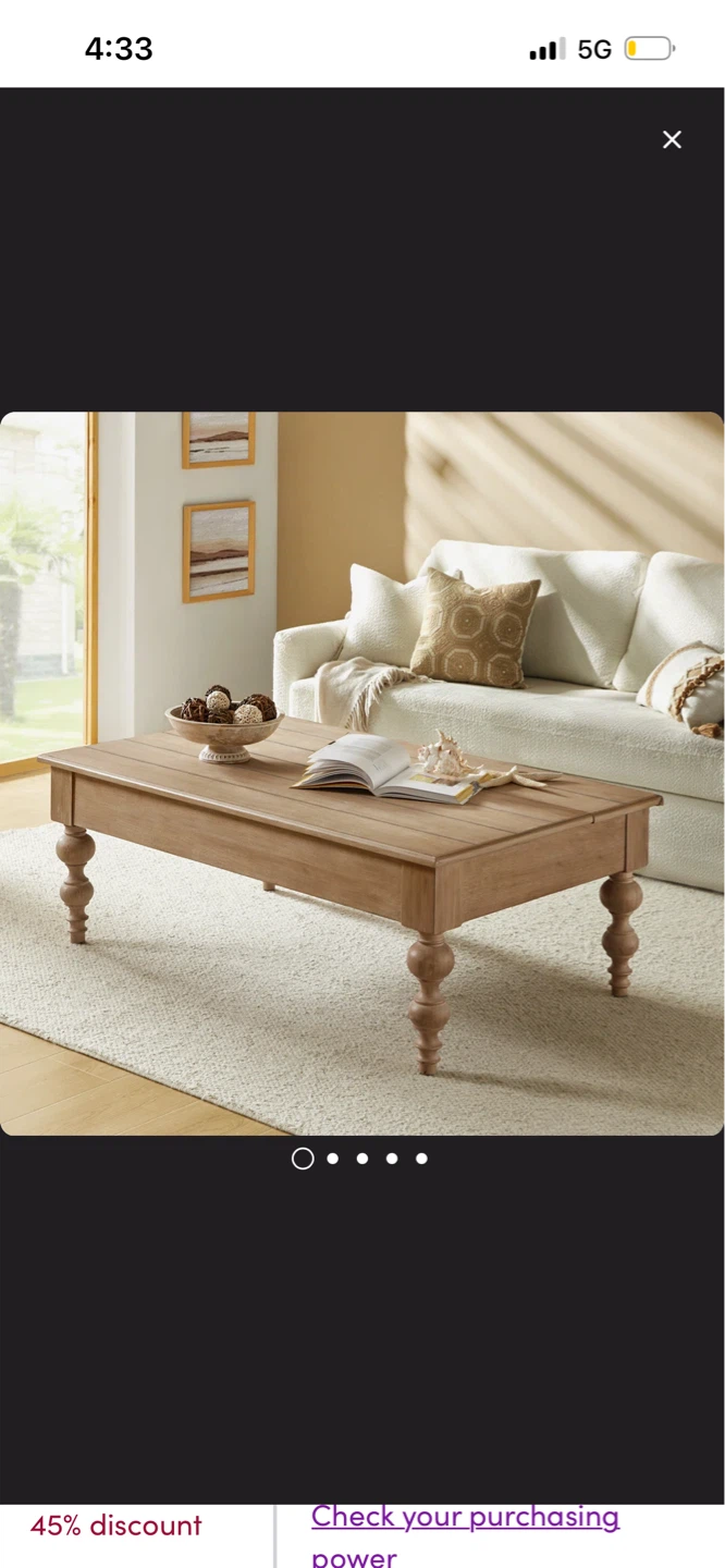 New Aristidh rectangular lift-top coffee table in solid wood