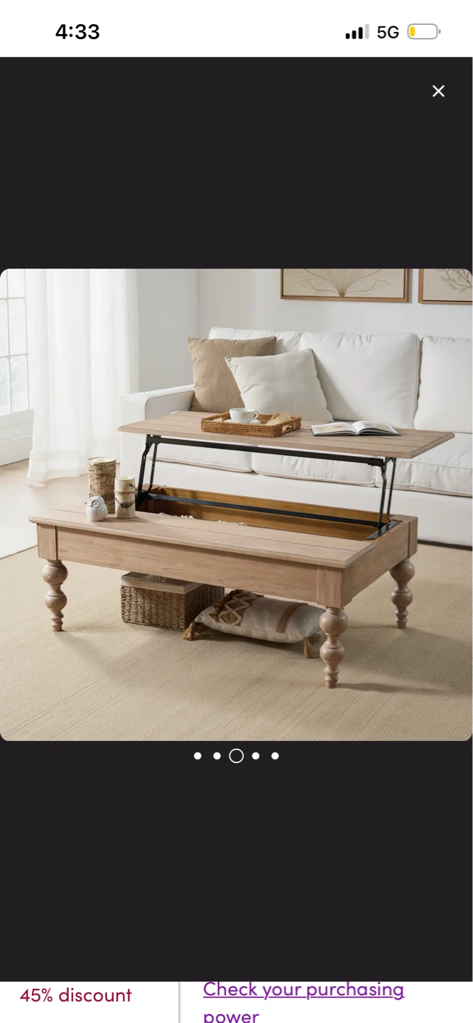 New Aristidh rectangular lift-top coffee table in solid wood - photo 3
